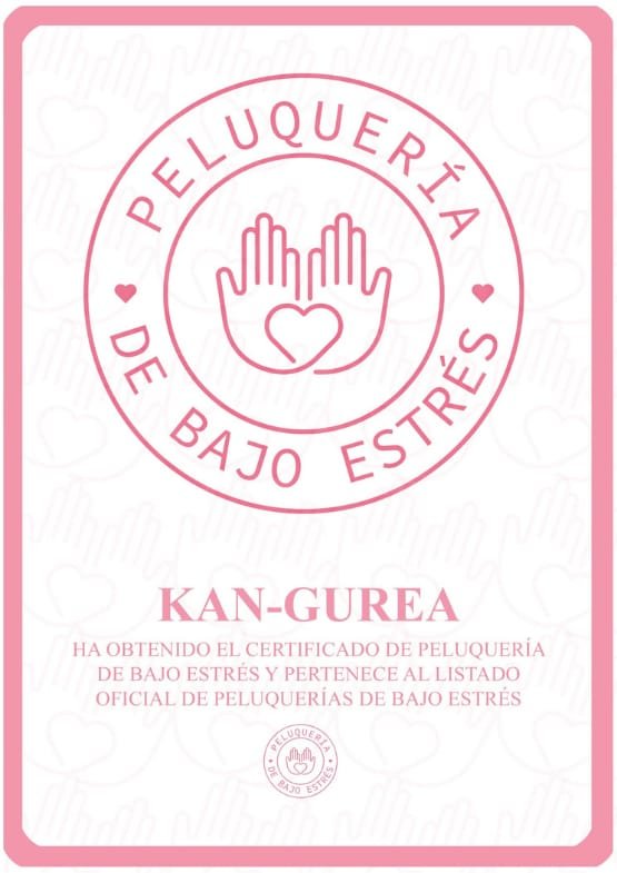 Certificado que acredita a Kan-gurea como peluquería de bajo estrés y su pertenencia al listado oficial.